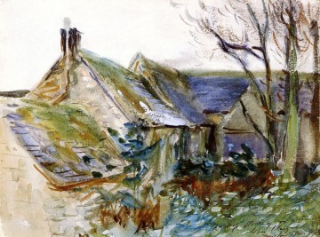  Ford Oil Painting - Cottage at Fairford Gloucestershire landscape John Singer Sargent
